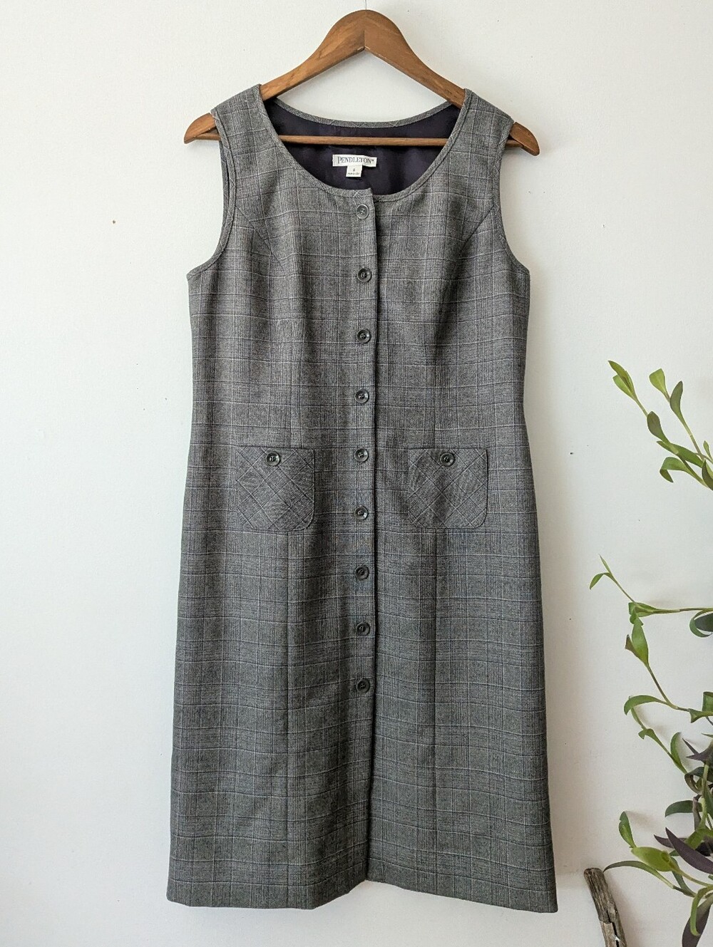 Pendleton Wool Gray And Purple Plaid Dress